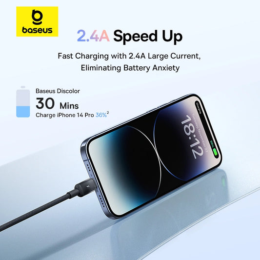 Baseus Discolor Series USB to Lightning Cable, 1 Meter, 2.4A