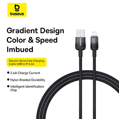 Baseus Discolor Series USB to Lightning Cable, 1 Meter, 2.4A