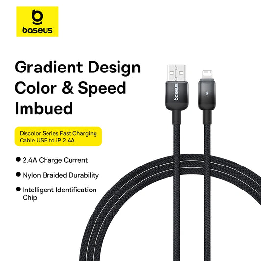 Baseus Discolor Series USB to Lightning Cable, 1 Meter, 2.4A