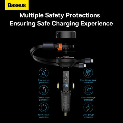 Baseus Enjoyment Retractable 2-in-1 Car Charger, C+L 30W