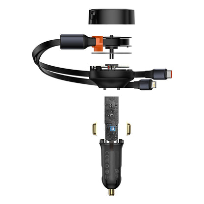 Baseus Enjoyment Retractable 2-in-1 Car Charger, C+L 30W