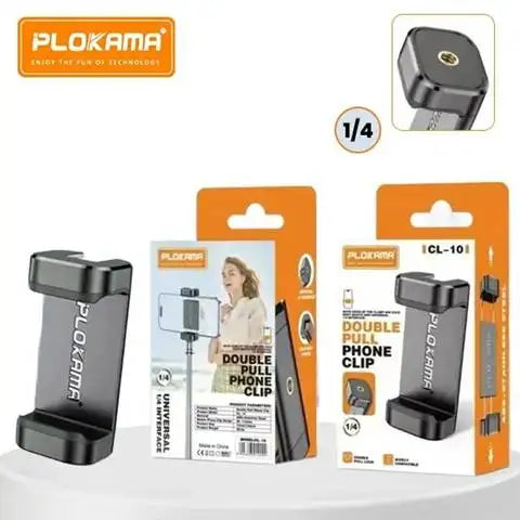 Plokama CL-10 Double Pull Phone Clip Holder for Tripods