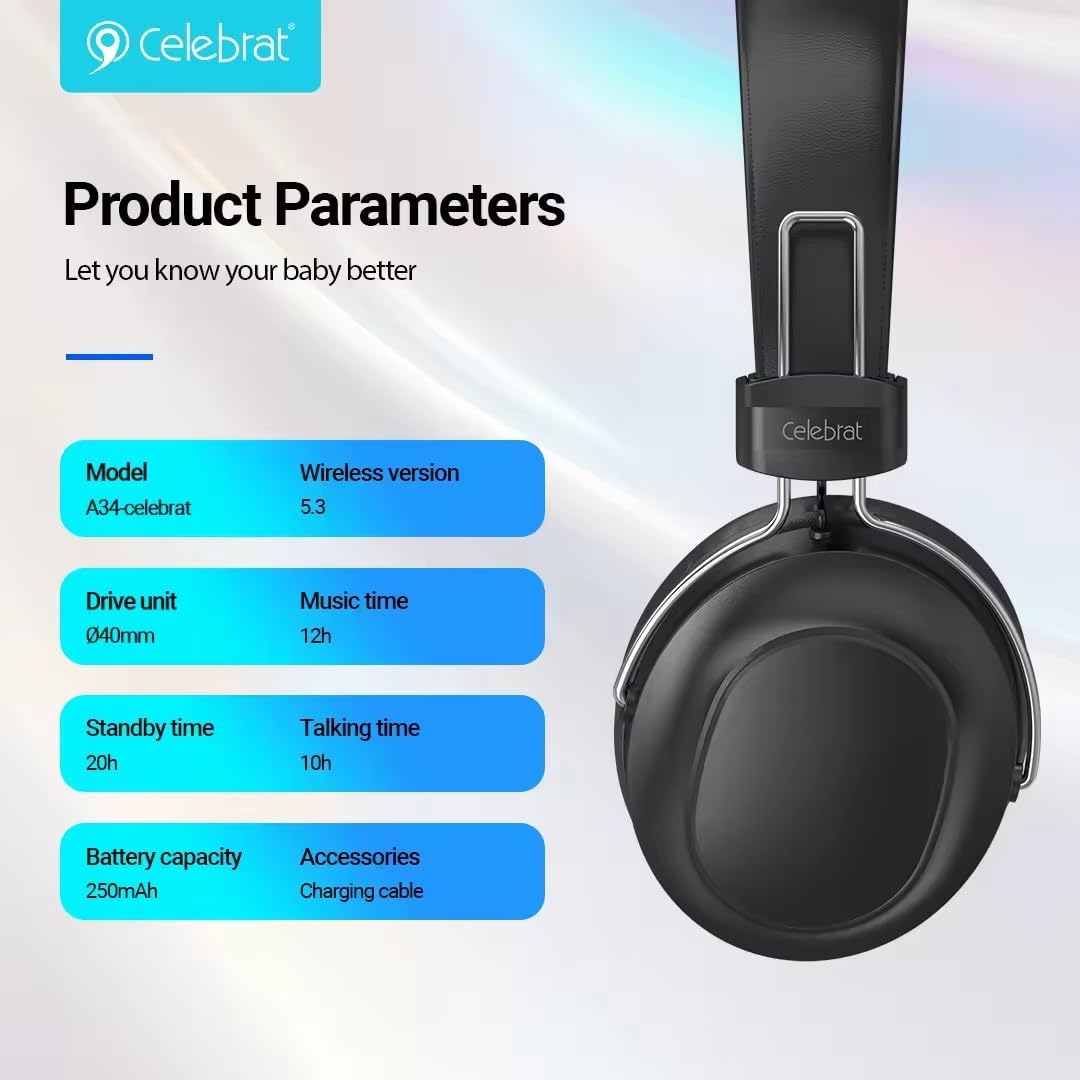 Celebrat A36 Foldable Wireless Bluetooth Headphone