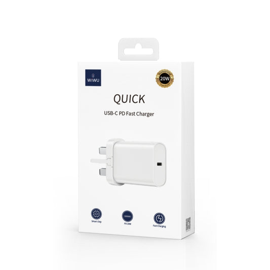 WIWU WI-U001 Type-C 20W PD UK 3 Pin Fast Charger