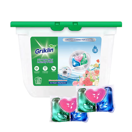 Griklin 4‑in‑1 Total Effect Laundry Pods – Floral Fruity Scent (28 Pods)