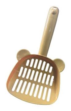 colored cat litter scoop with a handle on a white background