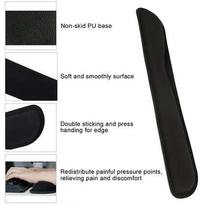 Black wrist rest with features highlighted on a white background