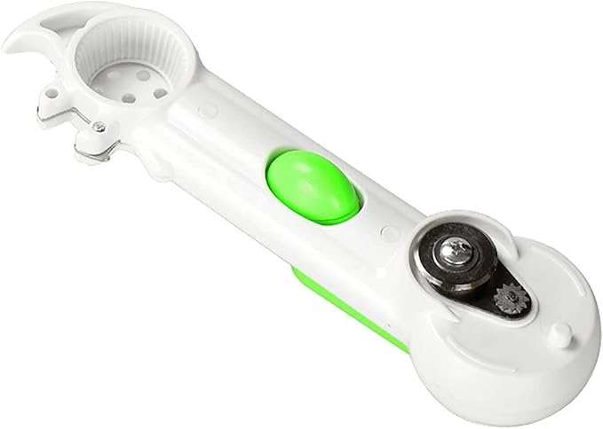 White and green tool with a button on a white background