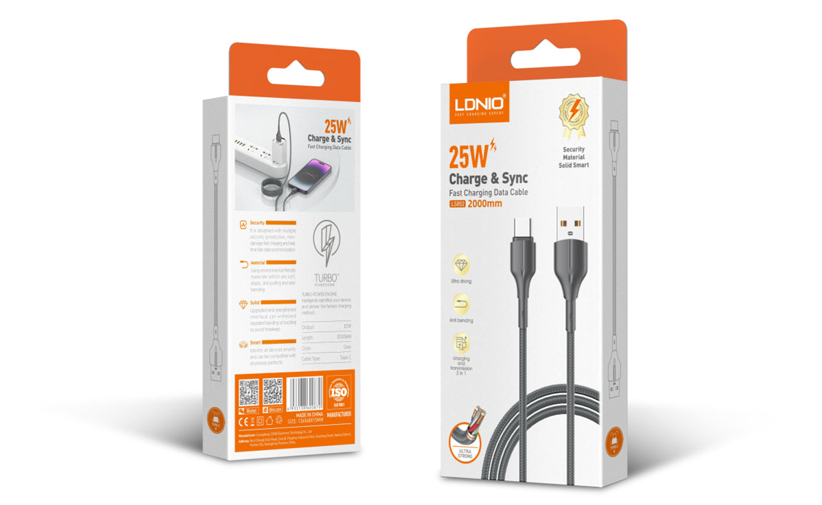 LDNIO LS851 25W Charge & Sync Fast Charging Data Cables -1m