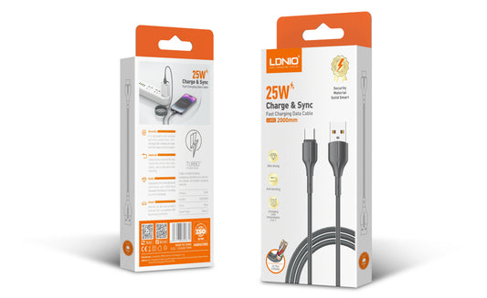 LDNIO LS851 25W Charge & Sync Fast Charging Data Cables -1m