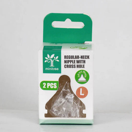 Minitree packaging for regular-neck nipple with cross hole on a gray background