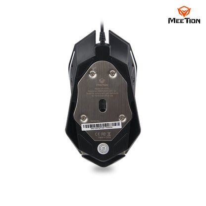 Black gaming mouse with Meetion branding on a white background