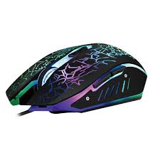 Colorful gaming mouse with LED lights on a white background
