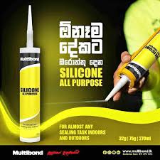 Multibond silicone sealant tube with applicator on a dark background