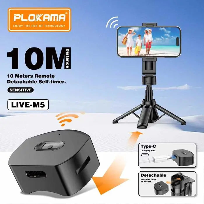 Plokama Live-M5 3-in-1 Handle Tripod Selfie Stick