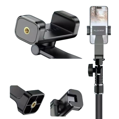 Phone holder with adjustable arm and car mount on a white background