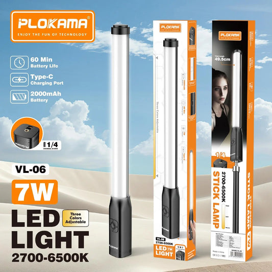 PLOKAMA VL-06 Stick Lamp ,Adjustable Glow. Portable Power. Minimalist Design.