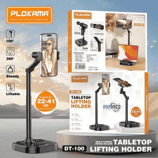 Plokama DT-100 Desktop Phone Holder, Stable Base. Adjustable Angles. Sleek Design.