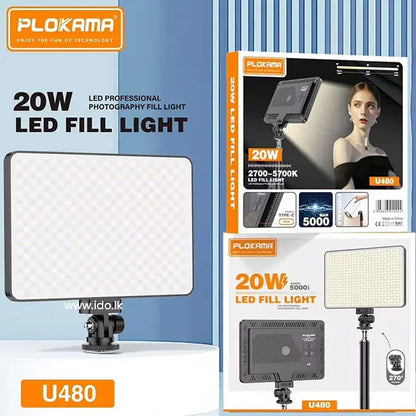 PLOKAMA U480 20W LED Fill Light Panel Rechargeable