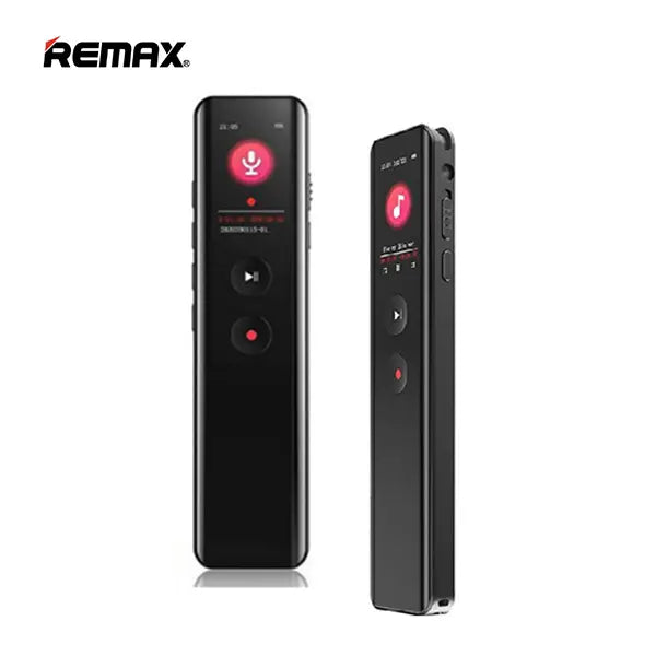Two black Remax digital voice recorders on a white background