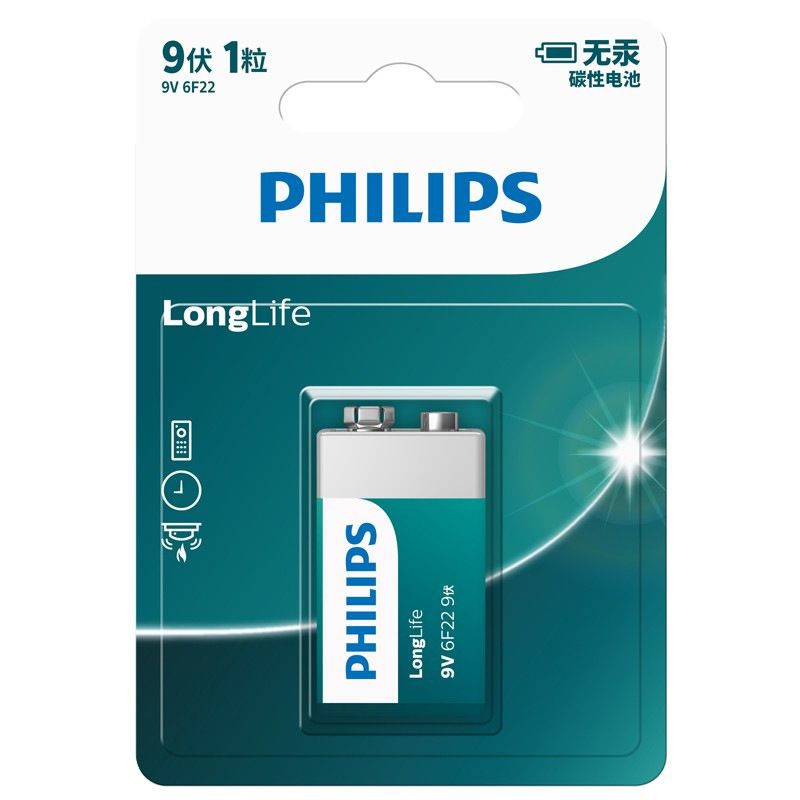 Philips 9V 6F22 Battery, 1 Pcs