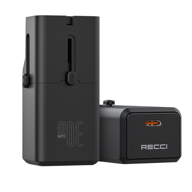 Two black electronic devices with 'RECCI' branding on a white background