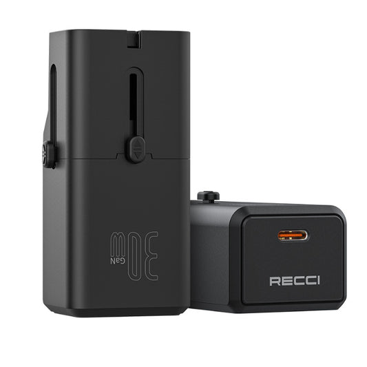 Two black electronic devices with 'RECCI' branding on a white background