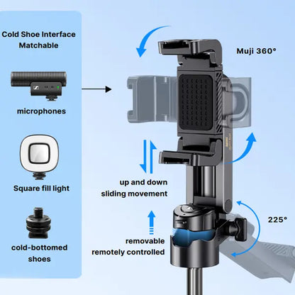 Camera or phone holder with features highlighted on a blue background