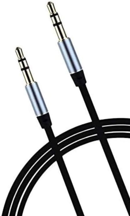 Remax RL-L100 3.5mm AUX Audio Cable, Black, Braided, Gold-Plated, Stereo Sound - 1 Meter