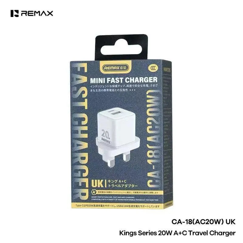 Remax mini fast charger packaging on a white background