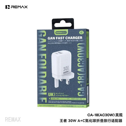 Remax GAN fast charger packaging on a white background