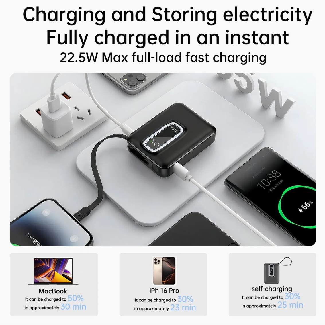 ASPOR A313 22.5W Portable 10000mAh Wireless Power Bank