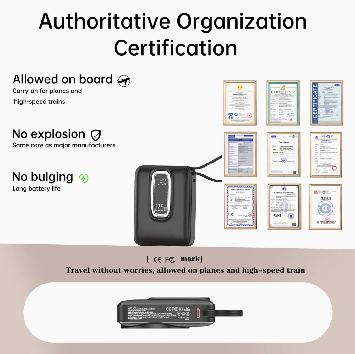 ASPOR A313 22.5W Portable 10000mAh Wireless Power Bank