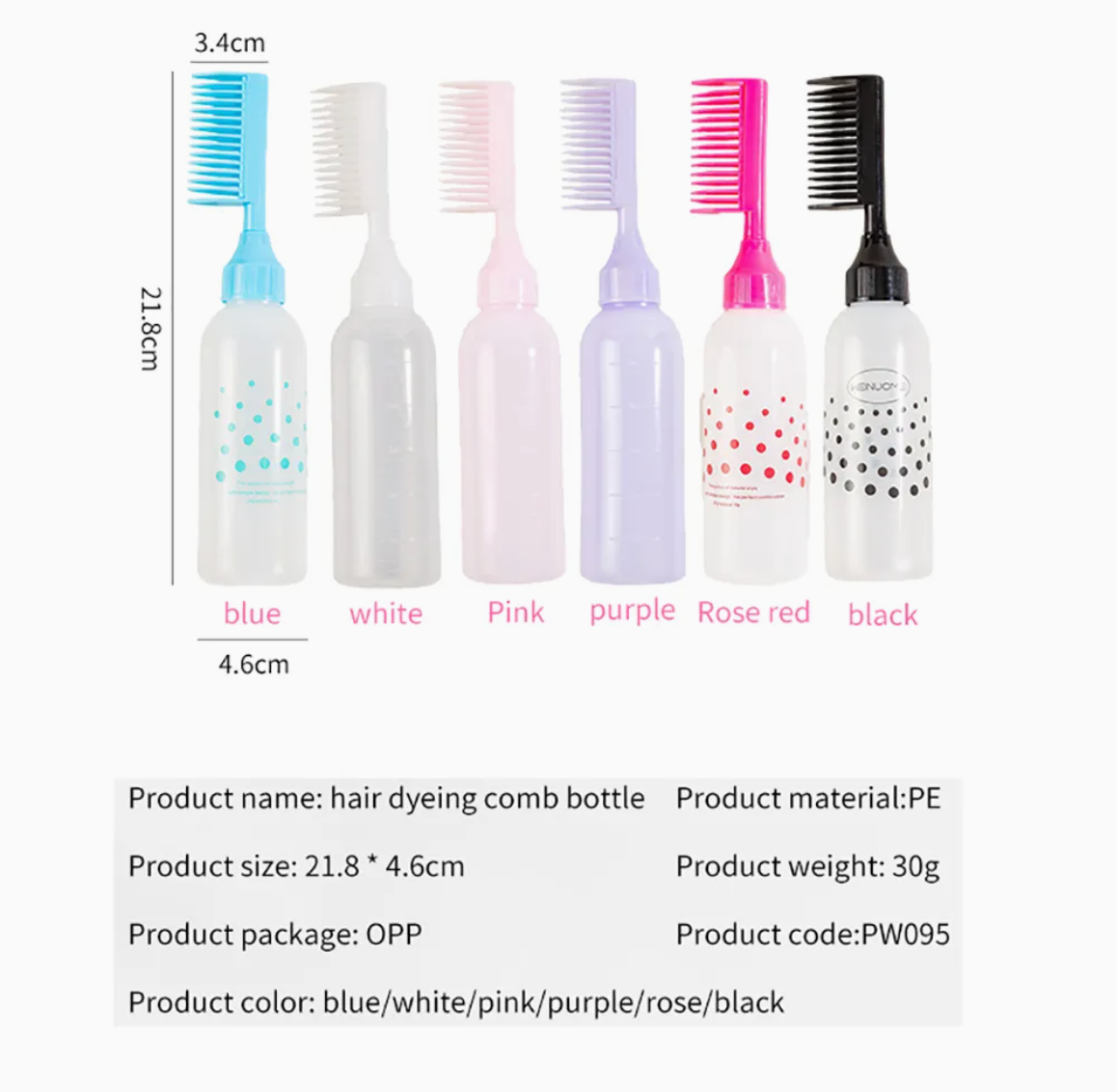 Salon Hair Coloring and oil Applicator Comb Bottle