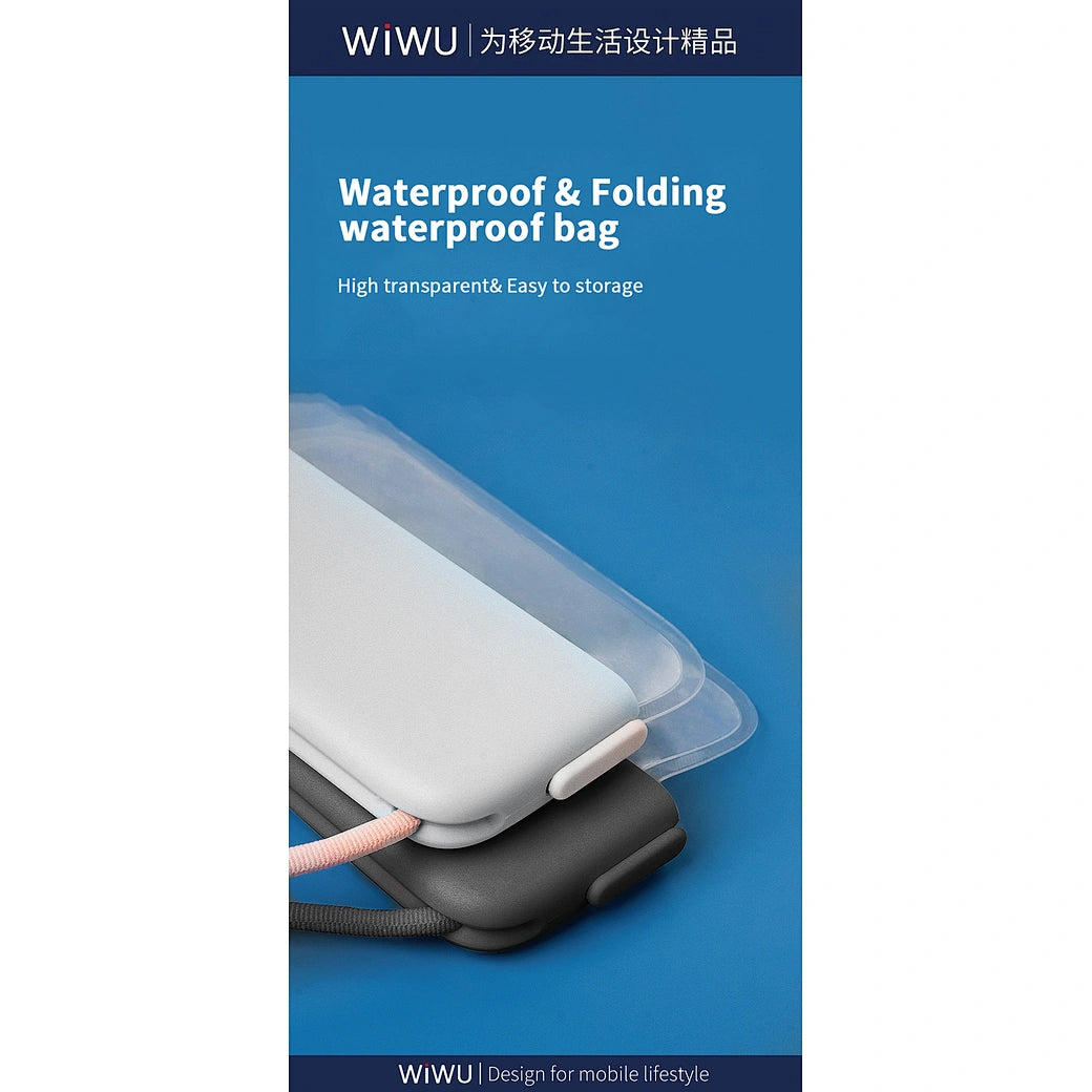 Waterproof folding bag with WIWU branding on a blue background