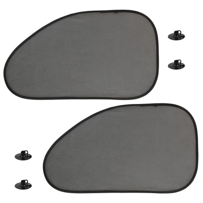 Two car window sunshades with suction cups on a white background