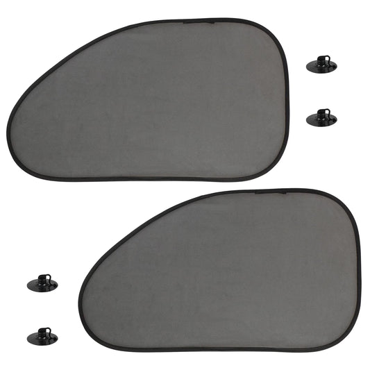 Two car window sunshades with suction cups on a white background