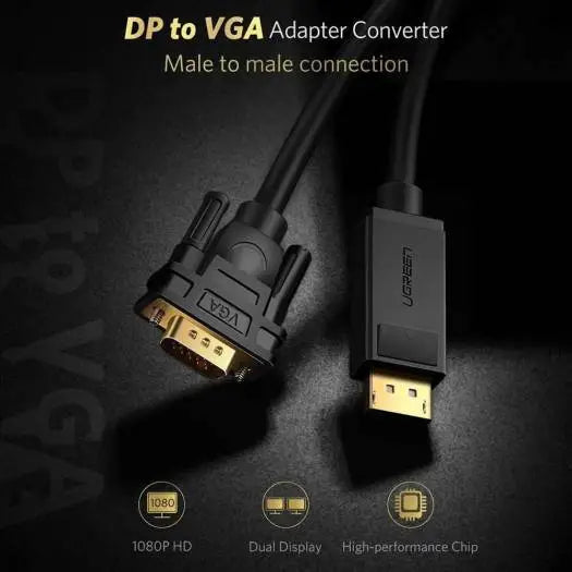 DP to VGA adapter converter on a dark background