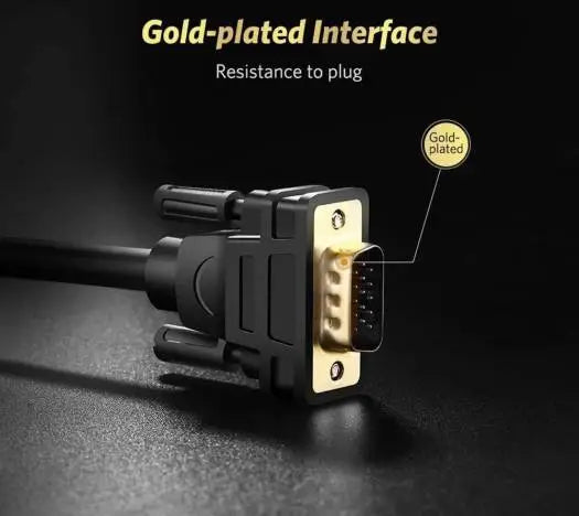 Gold-plated interface connector on a black background with text highlighting resistance to plug.