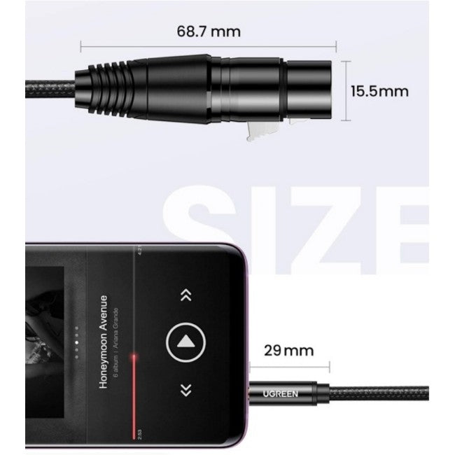 UGREEN 20244 3.5mm Three-Pole Male To XLR Female Audio Cable, 2 Meters