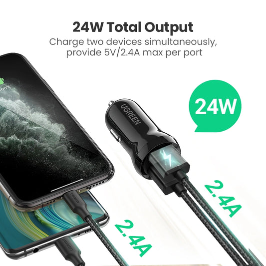 Ugreen 50875 Dual Port 24W USB Car Charger