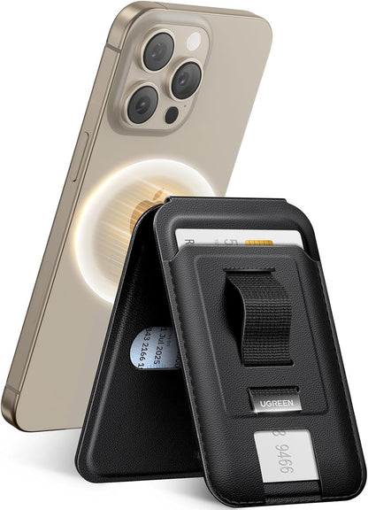 UGREEN 45166 Magnetic Wallet with Stand, MagSafe Card Holder and Kickstand for iPhone with Finger Loop Grip