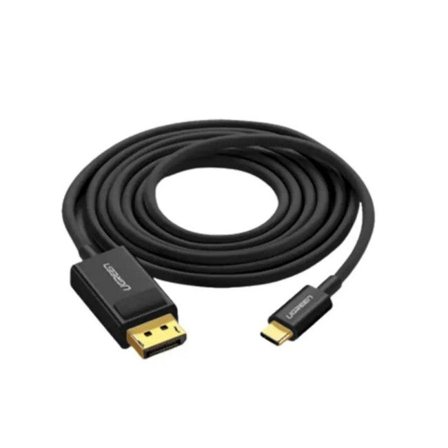 Black HDMI cable with connectors on a white background