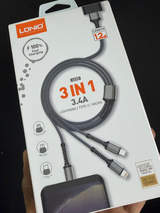 LDNIO 3IN 1 (LIGHTNING /TYPE-C/ MICRO) CABLE