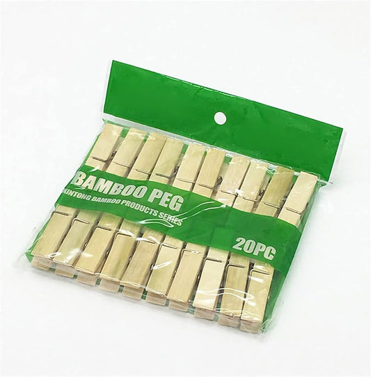 Bamboo Peg Cloth Clip, Eco-Friendly - 20 Pieces