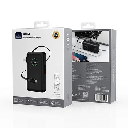 WiWU Noble 2-in-1 Power Bank & Charger Adapter, Fast Charging, Portable, Travel-Ready (10,000mAh)