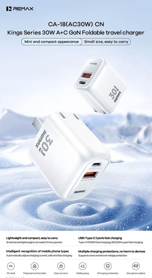 Remax CA‑18 30W GaN Fast Charger Adapter [1999]