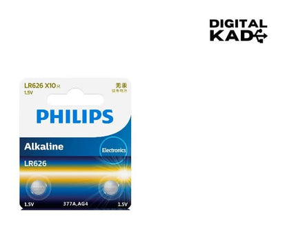 Philips LR626 1.5V Alkaline Button Cell Battery - 2 Pieces