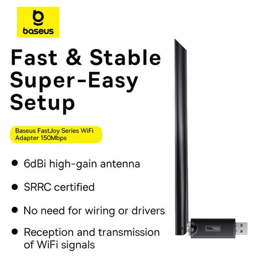 Baseus BS-0H171 USB WiFi Adapter, 150Mbps, 2.4GHz