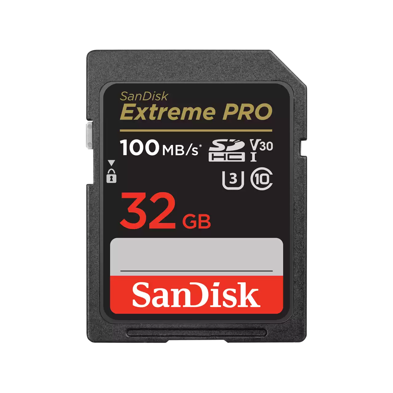 SanDisk Extreme Pro 32GB SD card on a white background